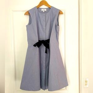 & other stories size 10 oxford blue mini dress with black ties at waist